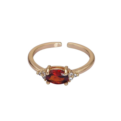 Ruby Solitaire Birthstone Ring in Gold Tone