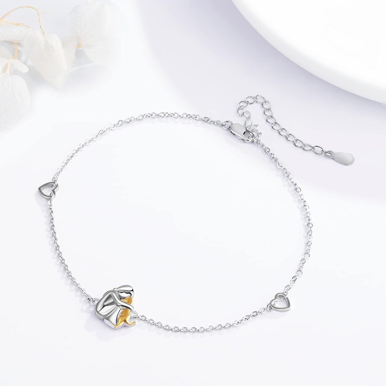 Dog Embrace Charm Bracelet in Silver and Gold Tones