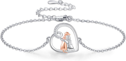 Dog Embrace Charm Bracelet in Silver and Gold Tones