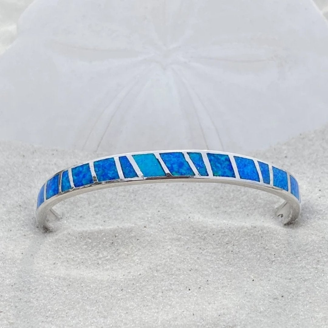 Blue Opal Inlay Silver Bracelet