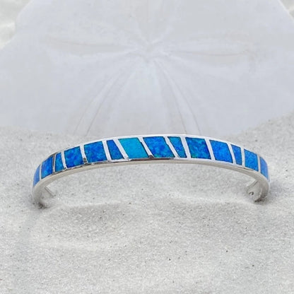 Blue Opal Inlay Silver Bracelet