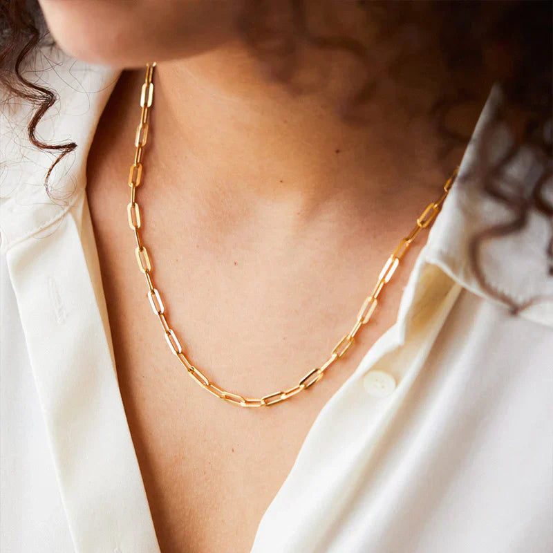 Paperclip Chain Necklace in Gold Tone