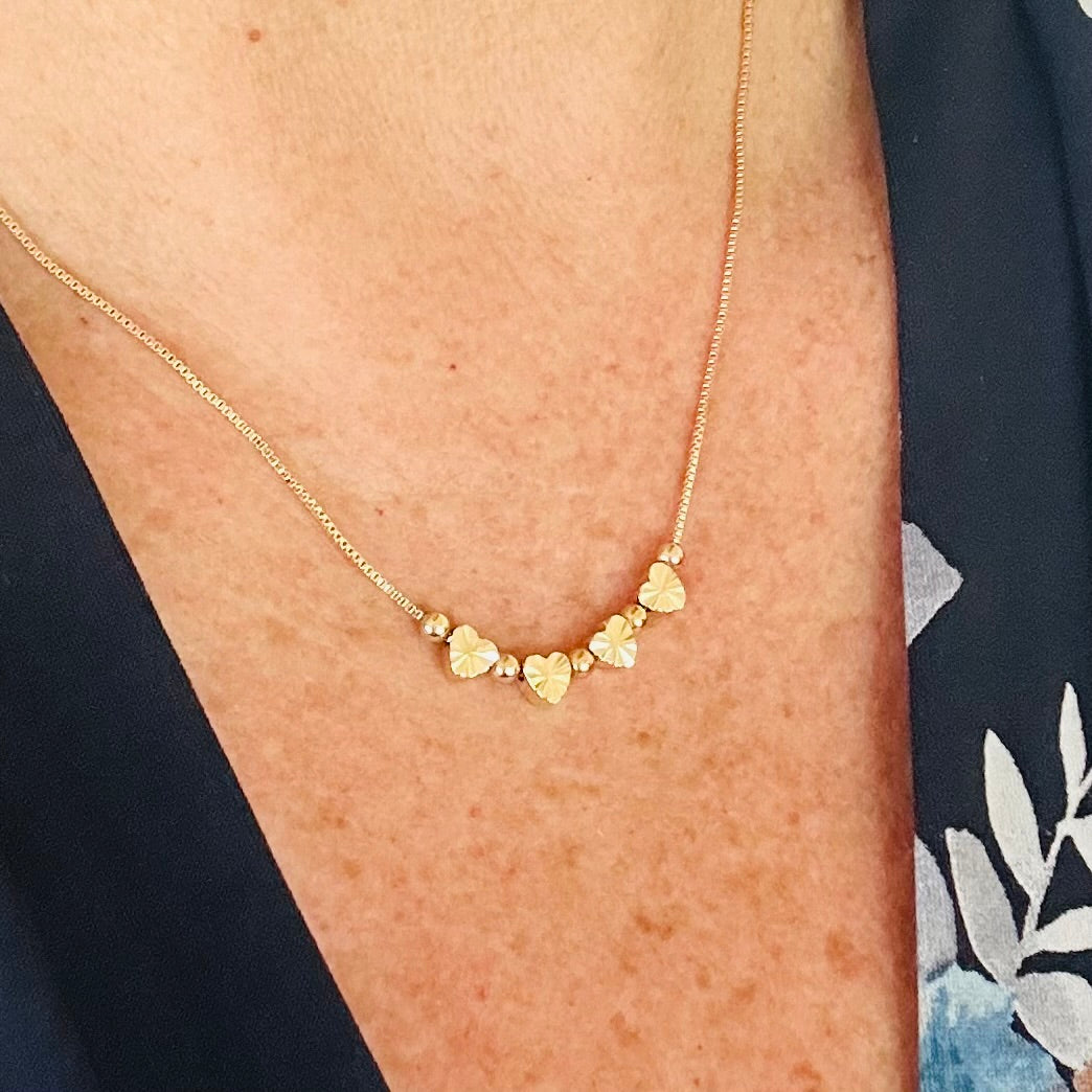 Sunburst Heart Necklace in Gold Tone