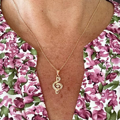 Treble Clef Pendant Necklace in Gold