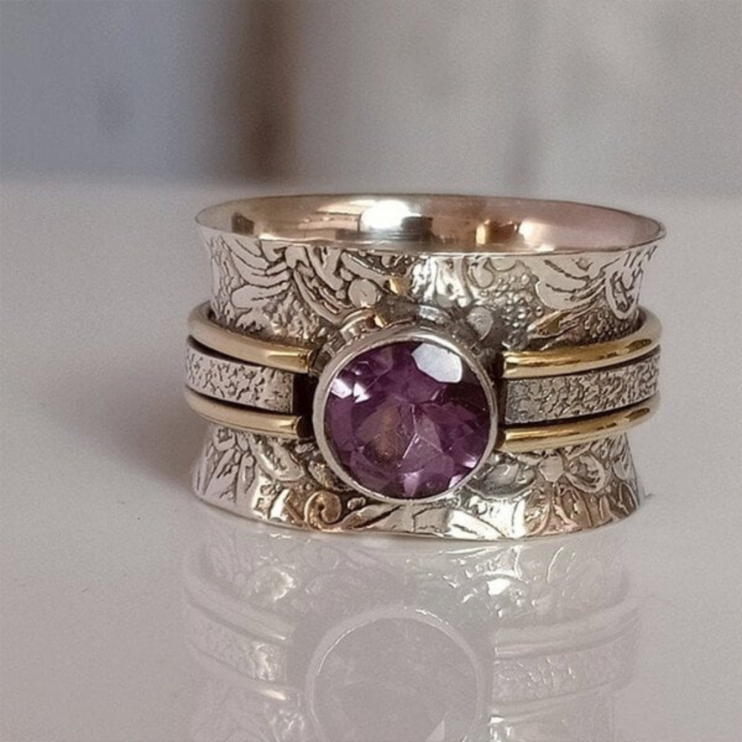 Vintage Amethyst Floral Meditation Ring