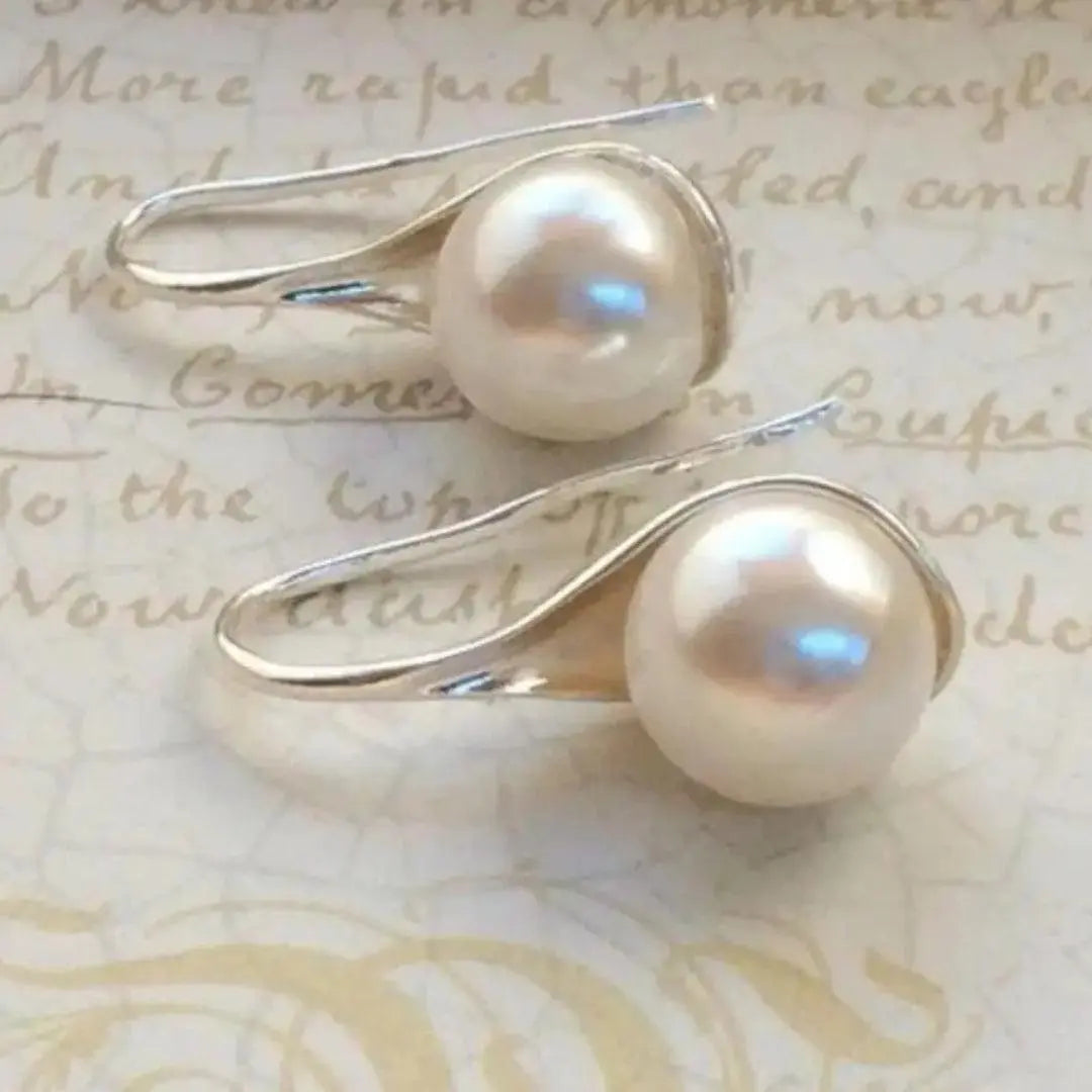 Elegant Pearl Drop Earrings in Silver Tone