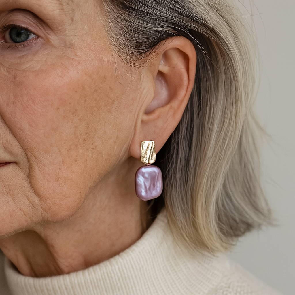 Baroque Pearl Drop Earrings with Gold Accents