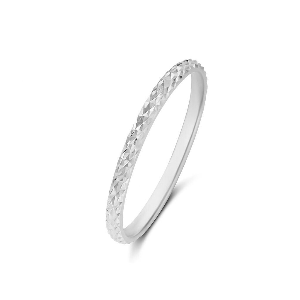 Faceted Silver Textured Slim Ring