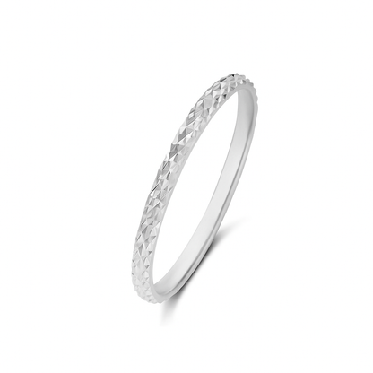 Faceted Silver Textured Slim Ring