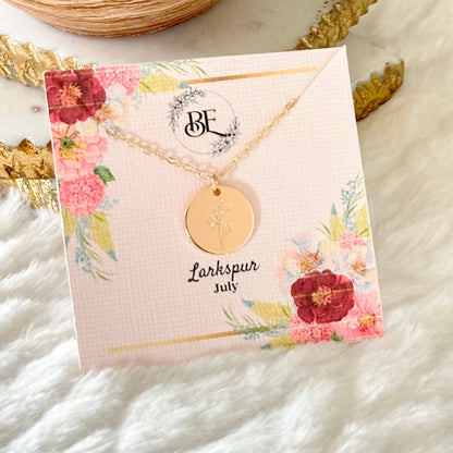 Snowdrop Birth Flower Pendant Necklace in Gold for January