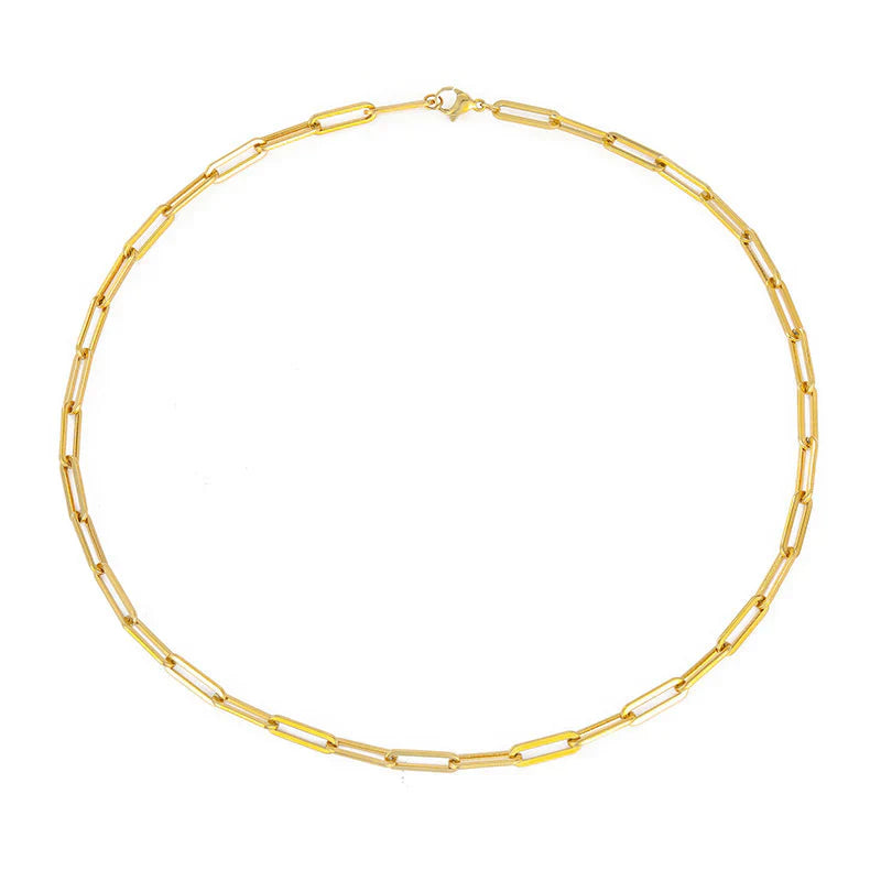 Paperclip Chain Necklace in Gold Tone
