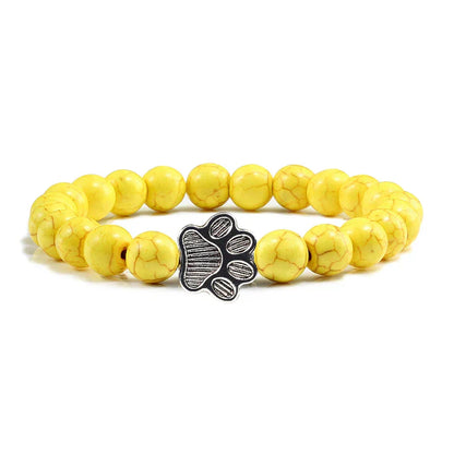 Turquoise Paw Print Healing Stone Bracelet