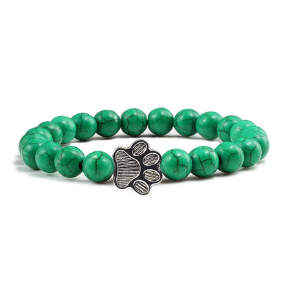 Turquoise Paw Print Healing Stone Bracelet