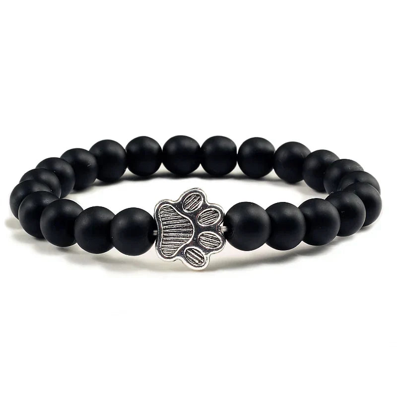 Turquoise Paw Print Healing Stone Bracelet