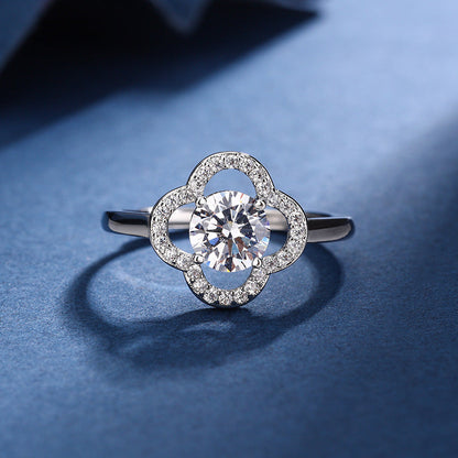 Floral Crystal Jewelry Set in Silver Tone – Necklace, Earrings, Ring, and Bracelet