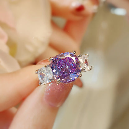 Lavender Cushion Sparkle Jewelry Set with Pendant, Earrings &amp; Ring