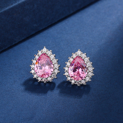 Teardrop Pink Crystal Necklace, Ring &amp; Earrings Set