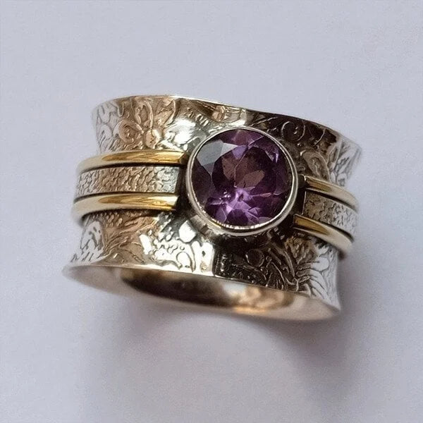 Vintage Amethyst Floral Meditation Ring