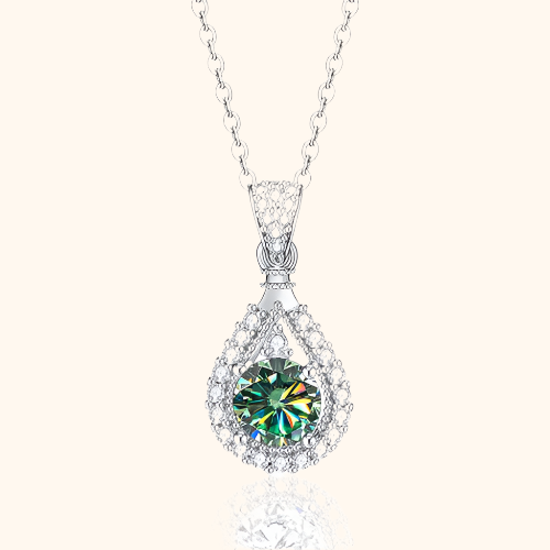 Radiant Teardrop Necklace with Multicolor Stone and Sparkling Accents