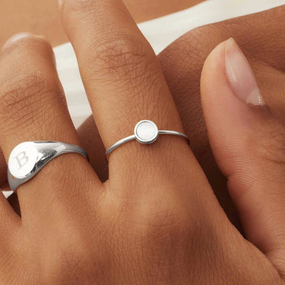 Minimalist Silver Circle Accent Ring