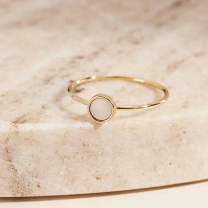 Opaline Disc Gold-Tone Minimalist Ring