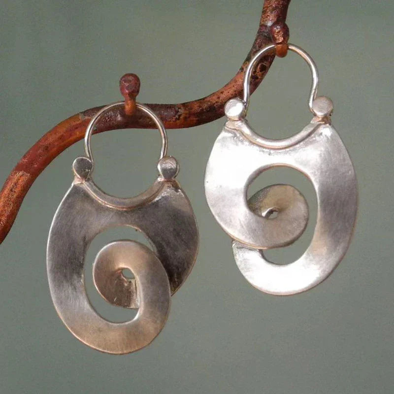Spiral Hoop Earrings in Silver Tone