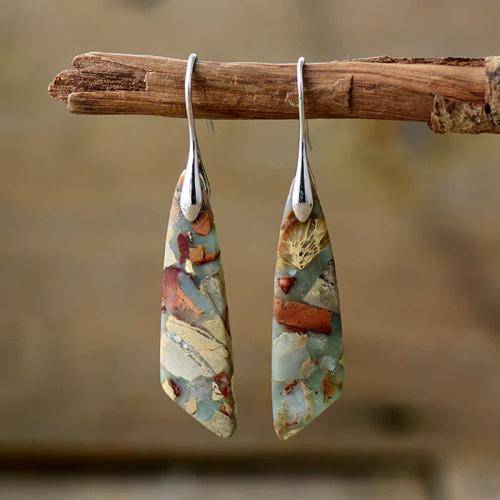 Artisan Mosaic Drop Earrings with Earthy Tones